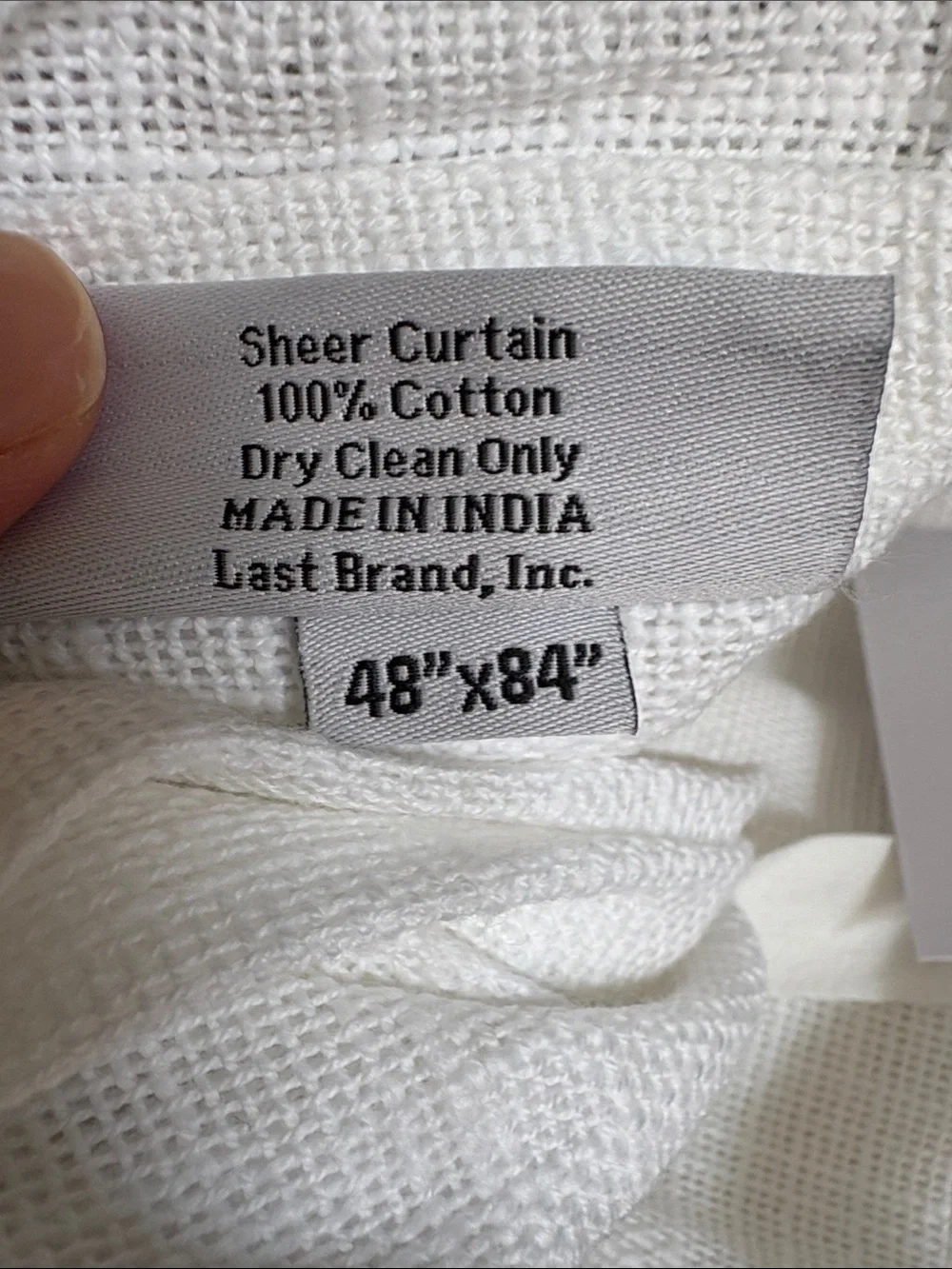 QUINCE Cotton Sheer Curtain Set 2 Panels White 48x84